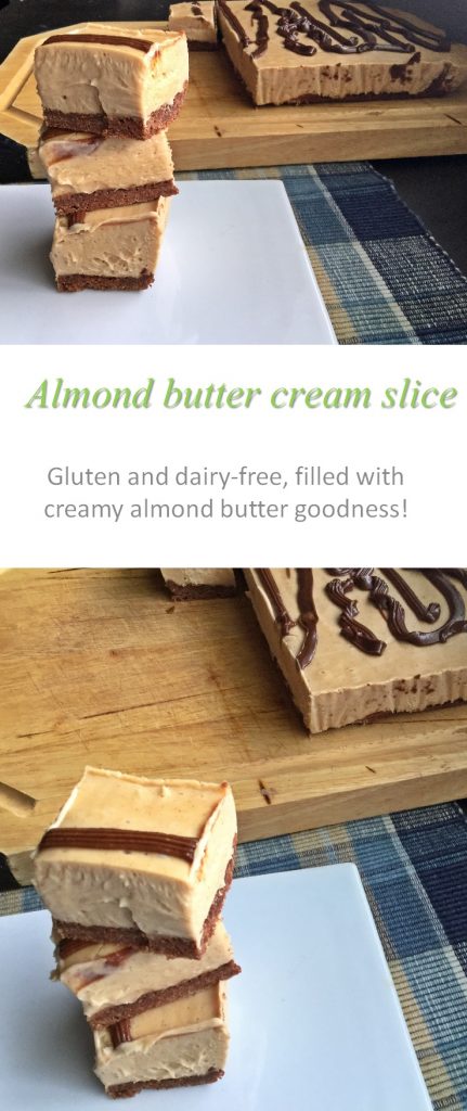 An almond butter cream slice - made gluten and dairy free with no refined sugar - an indulgence you can seriously enjoy! #almondbutter