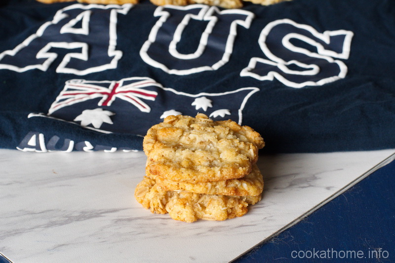 These Anzac biscuits are sweet and chewy using oats, coconut and golden syrup as the magical ingredient. #anzac #cookathome #glutenfree #dairyfree