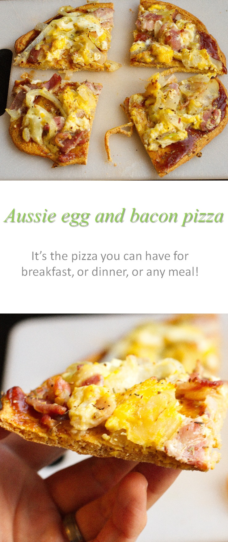 Not sure why it's called an Aussie egg and bacon pizza, but this re-creation of a family favorite hits the spot! #pizza