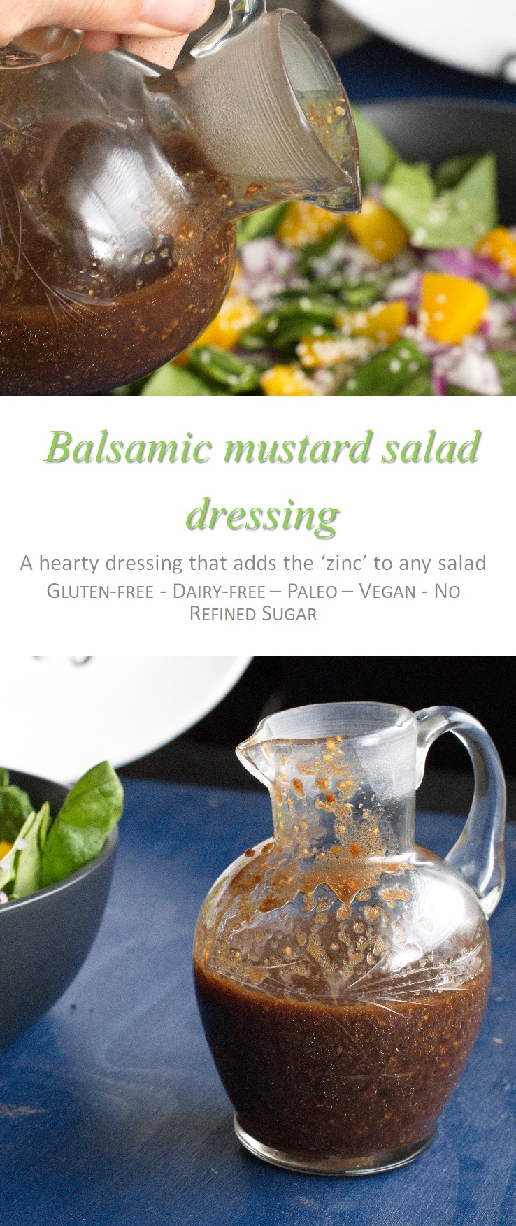 This balsamic mustard salad dressing is so awesome, and can be used in other salads, as it gives a special oomph to what can be a pretty boring meal. #saladdressing #cookathome #glutenfree #dairyfree