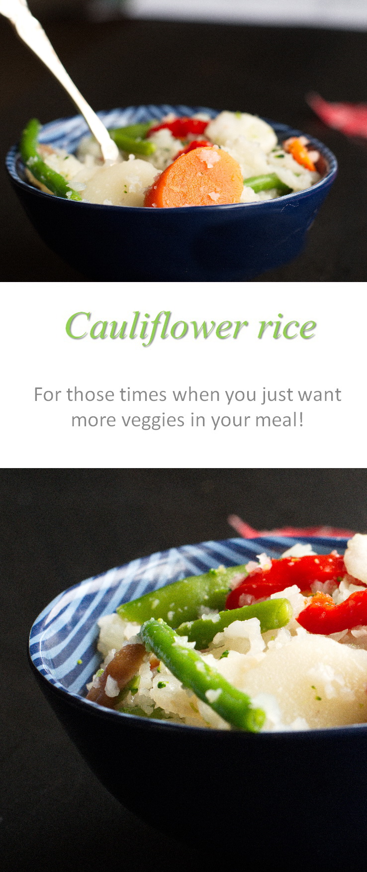 When you just want more veggies in your meal, this cauliflower rice is so easy to make and so versatile, you won't even miss the real rice! #cauliflower
