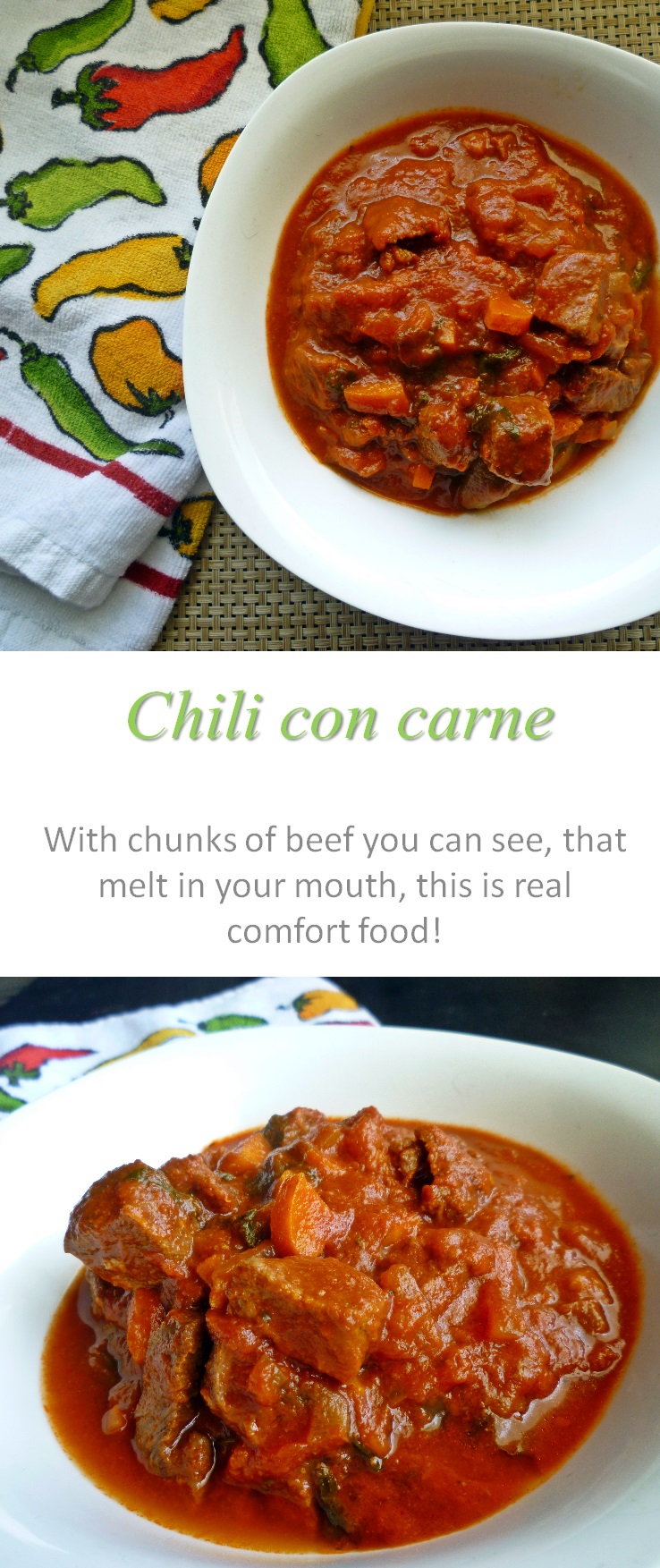 A really simple and yummy chili con carne recipe that you set and forget in the slow cooker, with chunks of tender, fall-off-the-fork beef. #chili