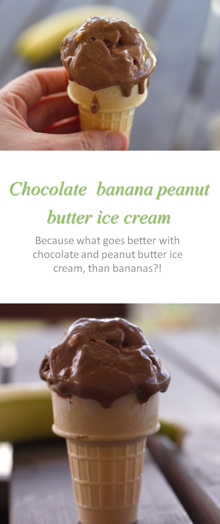 This chocolate banana peanut butter ice cream takes chocolate and peanut butter ice cream to another level with the additional banana in it! #icecream #cookathome #glutenfree #dairyfree #vegan