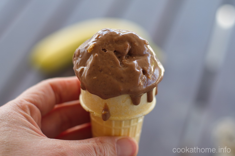 This chocolate banana peanut butter ice cream takes chocolate and peanut butter ice cream to another level with the additional banana in it! #icecream #cookathome #glutenfree #dairyfree #vegan