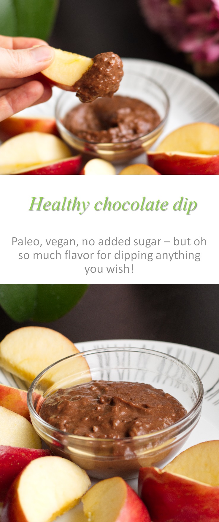 Ever wanted to dip fruit into chocolate - and be healthy?  Then this healthy chocolate dip is for you! #healthy #chocolate #cookathome #glutenfree #dairyfree