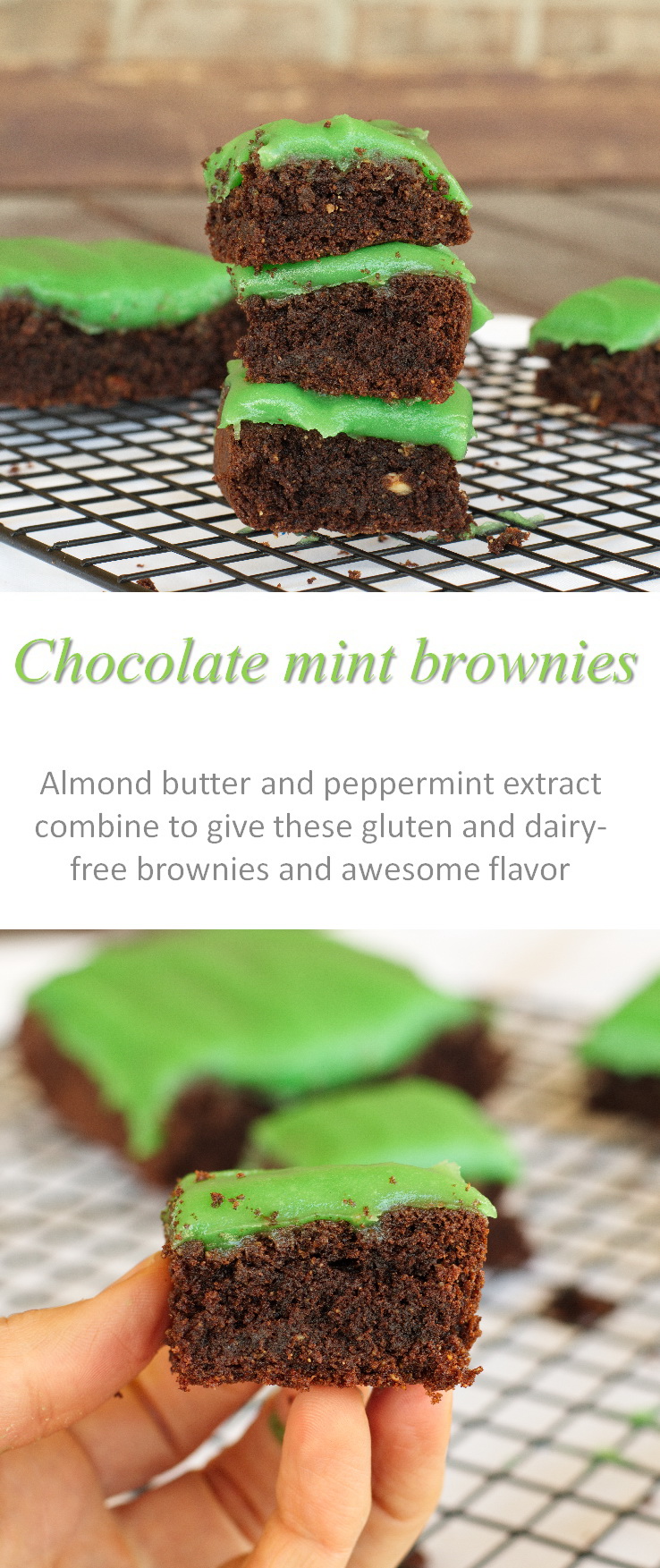 Brownies that are healthy with a minty-flavor - grain-free, gluten-free and refined-sugar-free. #brownies #cookathome #paleo #glutenfree #dairyfree
