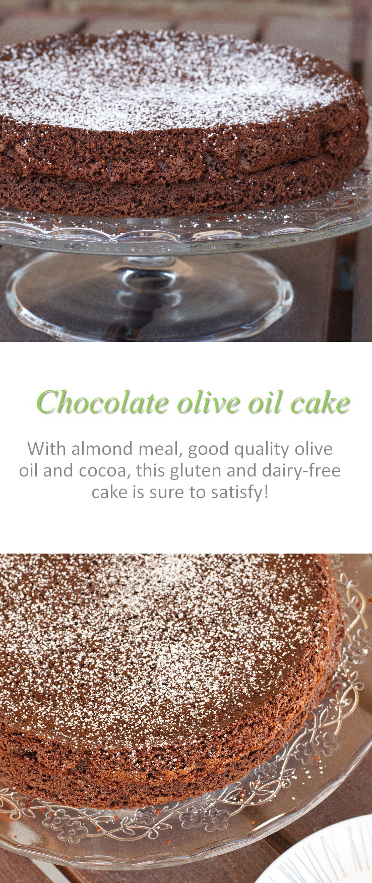 A moist, flourless chocolate cake that is the best one ever made, according to my family! Using olive oil, good quality cocoa and love ...! #flourlesscake #cookathome #glutenfree #dairyfree