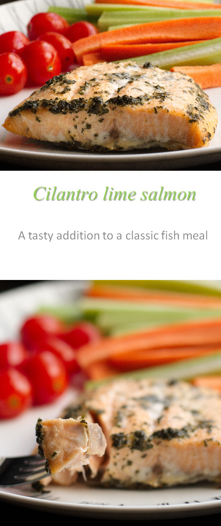 Salmon marinated with cilantro and lime makes a tasty cilantro lime salmon meal for any time of day! #salmon