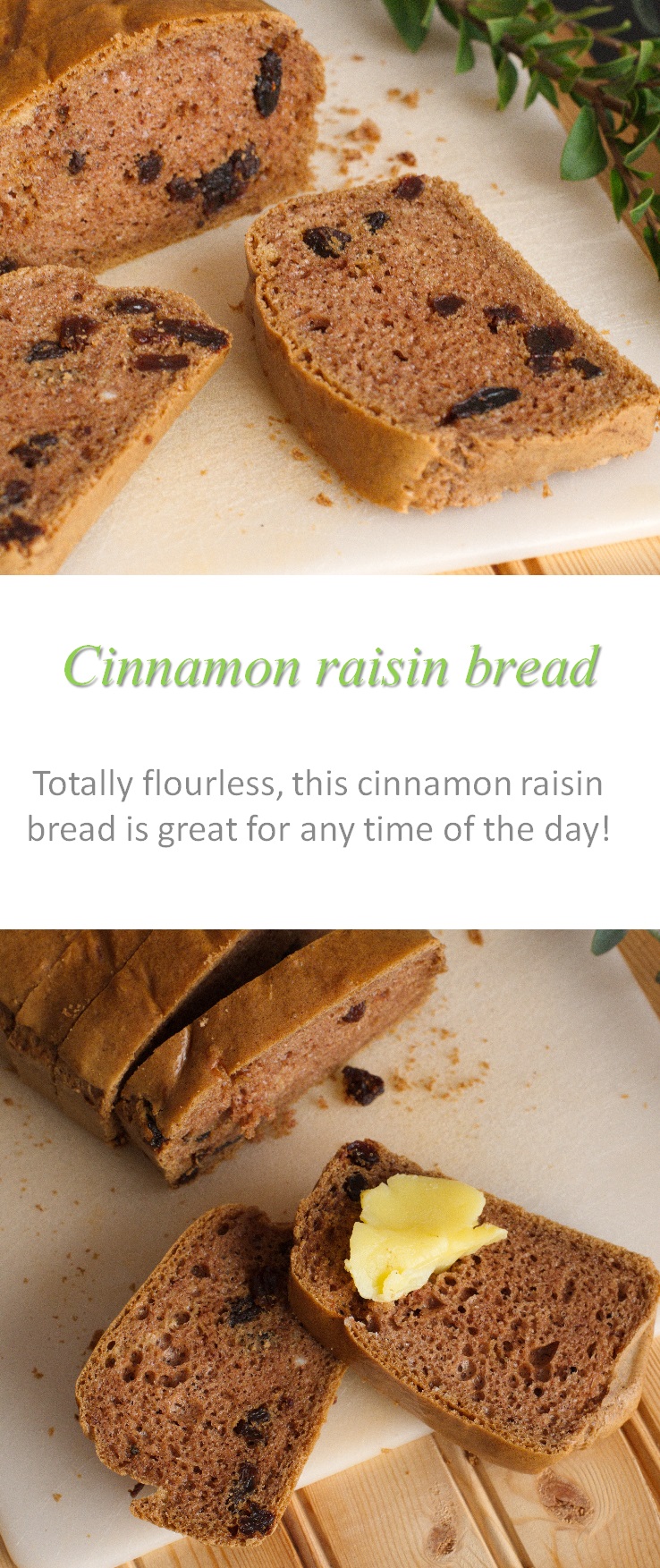 This cinnamon raisin bread is Paleo-friendly, with no flour used at all, but full of juicy raisins and cinnamon #cinnamonraisin