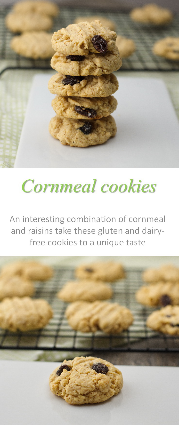 An interesting combination of cornmeal and raisins - these gluten-free cornmeal cookies are a unique but yummy taste! #cornmeal