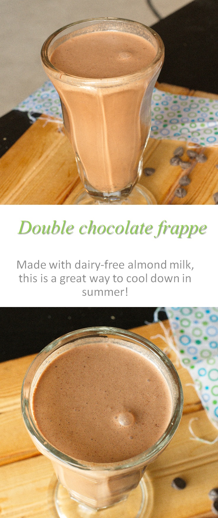 A frappe is simply ice, milk, and flavouring, so I could easily make a yummy chocolate frappe for everyone, with dairy-free milk for me! #frappe