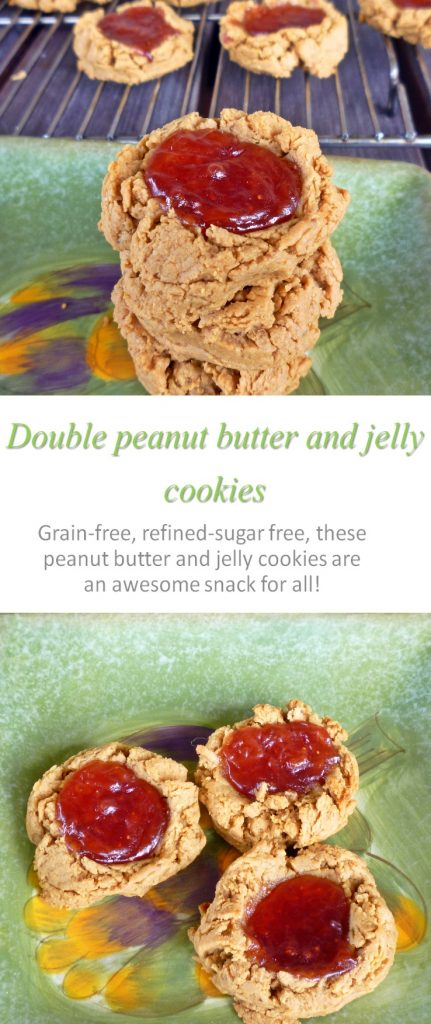 What's better than peanut butter and jelly cookies? Double the peanuts, of course! Love this gluten, dairy and refined-sugar free twist on the classic! #peanutbutter