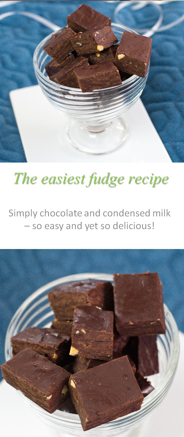 Simply add chocolate to condensed milk, chill, and you have an extremely awesome and easy fudge!  And the dairy-free version is as good, if not better! #fudge