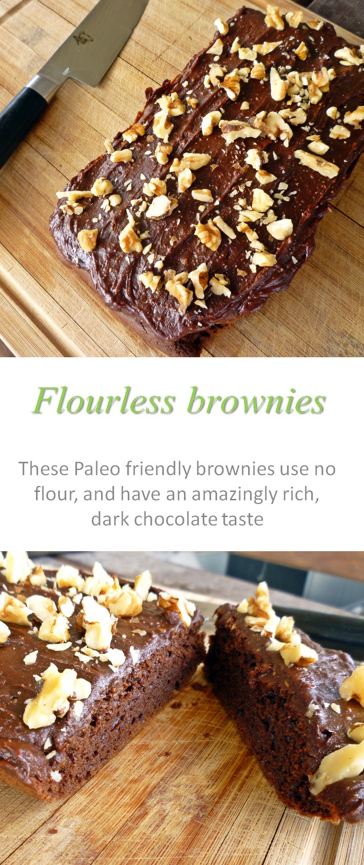 Dairy-free, gluten-free, and Paleo-friendly flourless brownies with a real dark-chocolate taste. #brownies