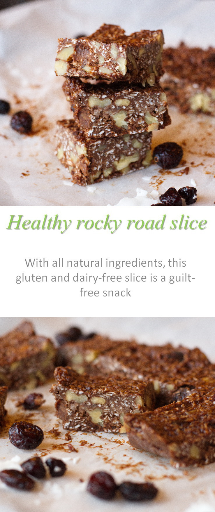 A healthy rocky road slice with all natural ingredients - only 110 calories per piece #rockyroad