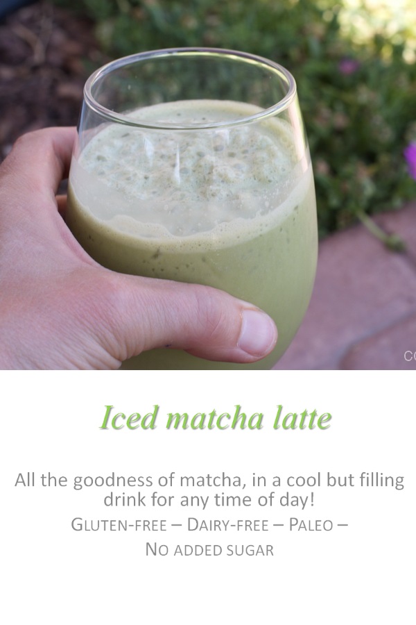 This iced matcha latte is a refreshing drink for those hot summer days - full of good nutrients to keep you going! #matcha #cookathome #glutenfree #dairyfree #paleo