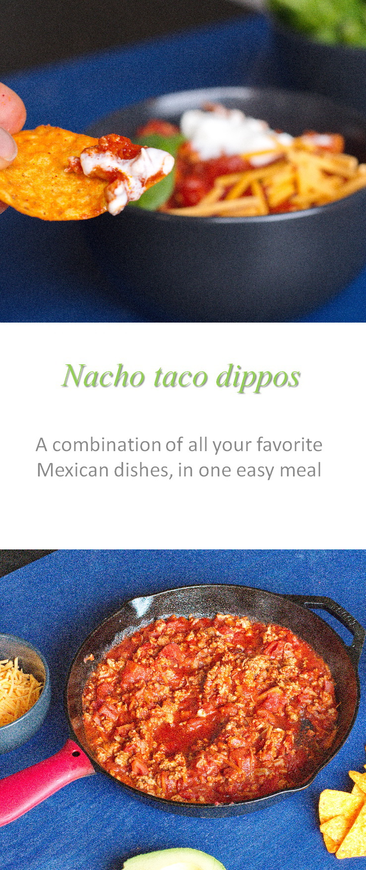 A unique combination of tacos, nachos and other Mexican tastes, all in one meal - you gotta try these nacho taco dippos! #nachos