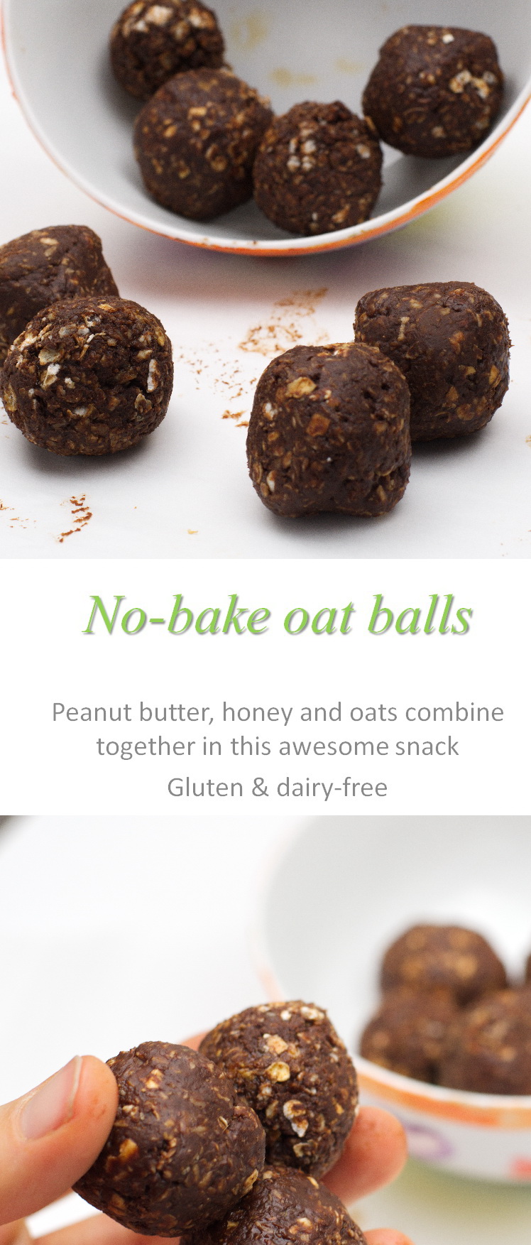 An easy no-bake recipe that combines chocolate, peanut butter and oats into bite-sized oat balls. #oatballs