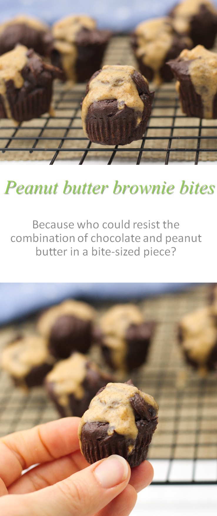 If you have a chocolate and peanut butter craving, these peanut butter brownie bites are just the thing for you! #brownie