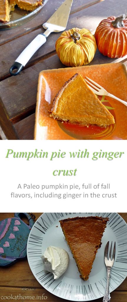 A Paleo pumpkin pie, full of pumpkin pie spices and ginger ... even in the crust! #pumpkinpie