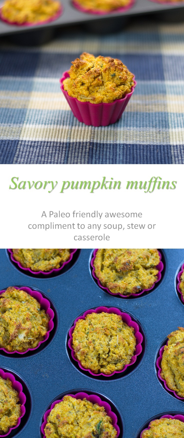 Paleo-friendly savory pumpkin muffins that can be served with casseroles, soups, stews, or just eaten by themselves! #pumpkin