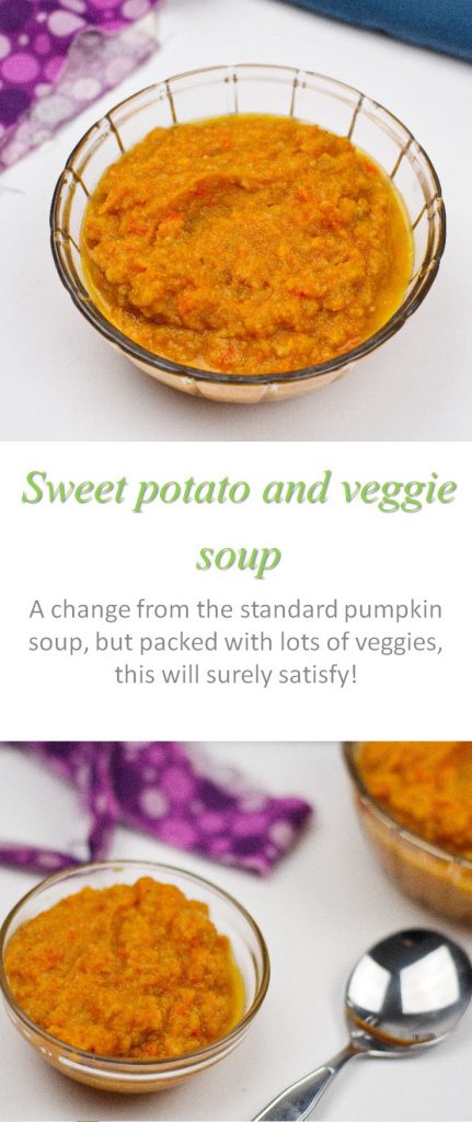 Full of veggies and flavor - this sweet potato veggie soup is so tasty for any day of the year! #soup