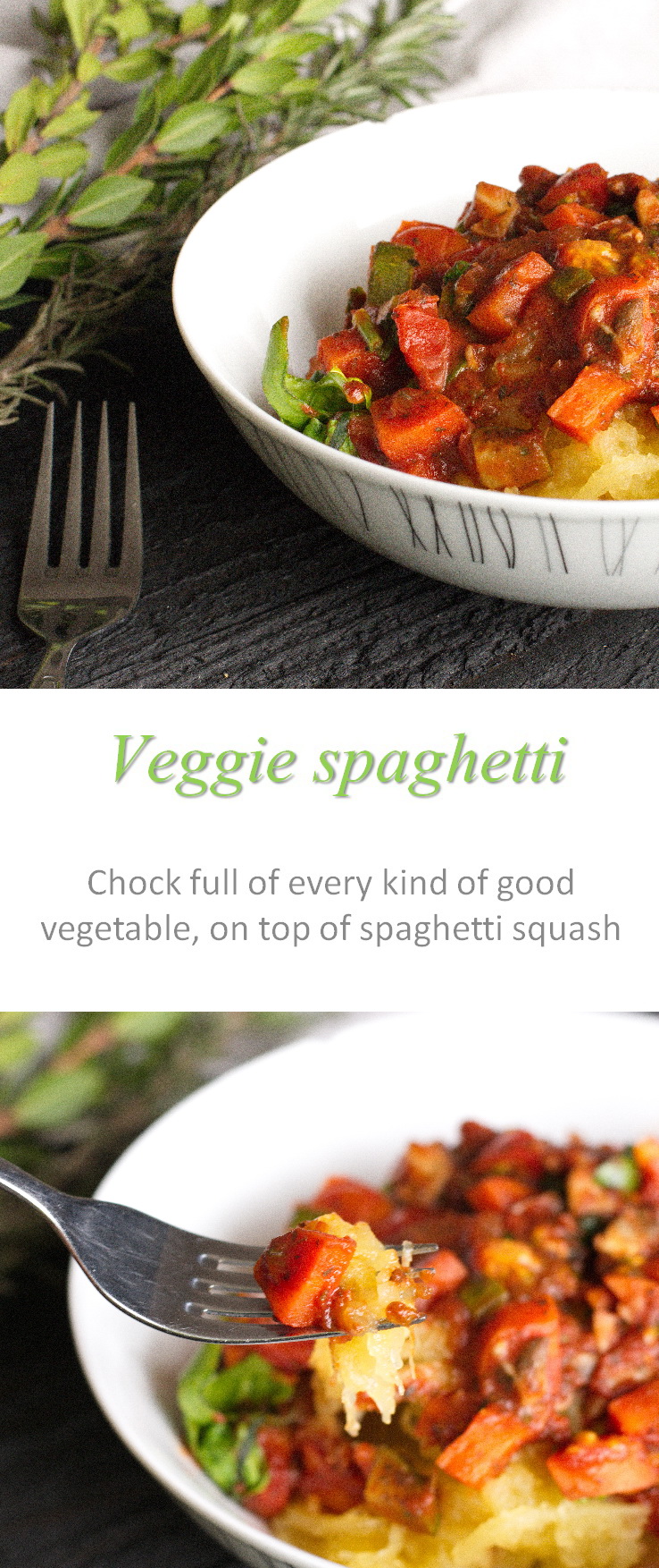 This veggie spaghetti is a gluten-free meatless alternative to spaghetti pasta, chock-full of yummy vegetables! #spaghetti
